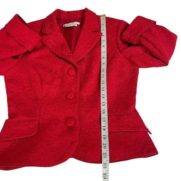 Maggy London Red Paisley Silk Blazer Suit Jacket Womens Size 10 - Picture 9 of 9